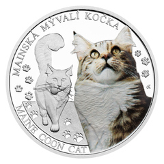 Stříbrná mince Plemena koček - Mainská mývalí kočka (proof)