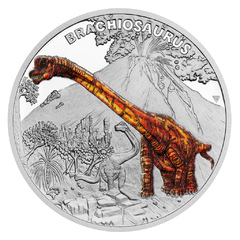 Stříbrná mince Pravěký svět - Brachiosaurus (proof)