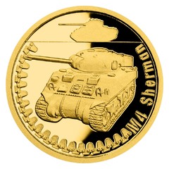Zlatá mince Obrněná technika - M4 Sherman proof