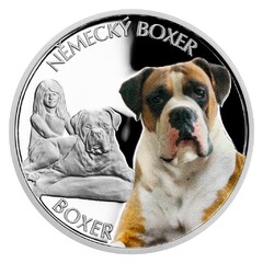 Stříbrná mince Psí plemena - Německý boxer proof