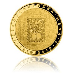 Zlatá mince 10000 Kč 2019 Zavedení československé měny (proof) 
